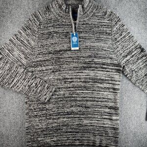 NWT Vince Camuto XL 1/4 Zip Ribbed Stretch Sweater Gray Black Melange $145 Adult